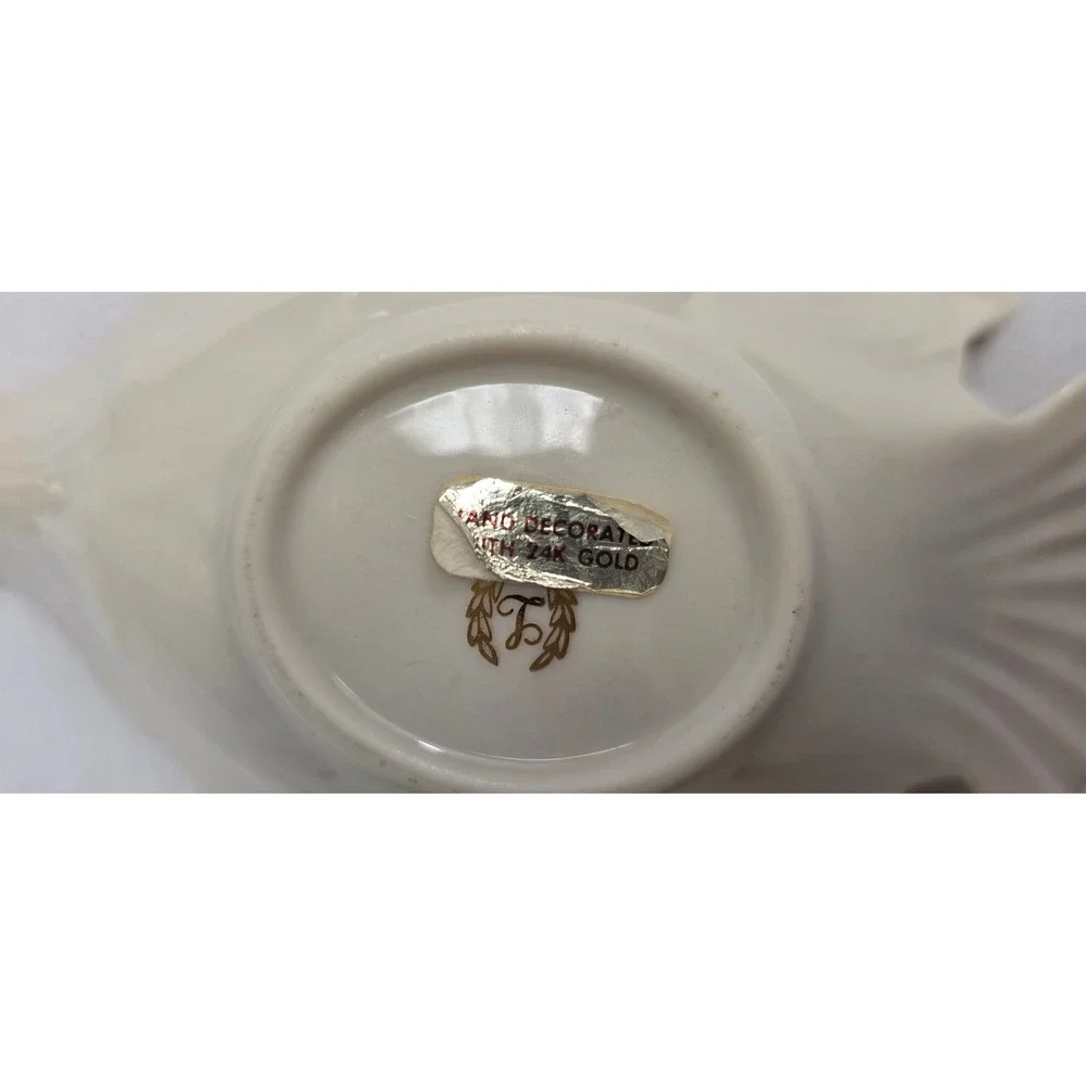 Lenox Bird Dove Nut Candy Dish Set 2 Ivory Bone China 24K Gold Trim USA Made